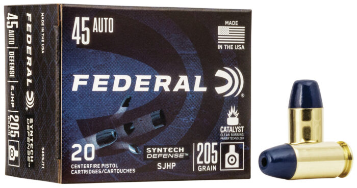 Federal Premium Syntech Defense 45 Auto 205 Grain Segmented Hollow Point Centerfire Pistol Ammunition