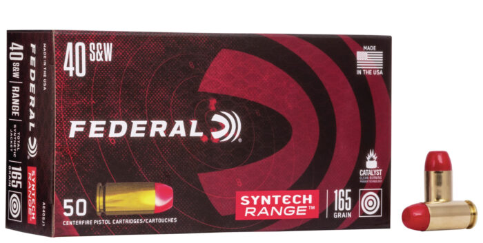 Federal Premium Syntech Range 40 S&W165 Grain Syntech Jacket Flat Nose Centerfire Pistol Ammunition