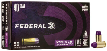 Federal Premium Syntech Training Match 40 S&W 180 Grain Syntech Jacket Flat Nose Centerfire Pistol Ammunition