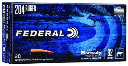 Federal Premium Varmint & Predator 204 Ruger 32 Grain Hornady V-Max Brass Cased Centerfire Rifle Ammunition