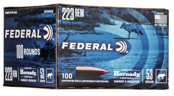 Federal Premium Varmint & Predator 223 Rem 53 Grain Hornady V-Max Brass Cased Centerfire Rifle Ammunition