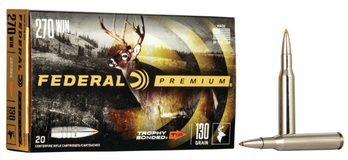 Federal Premium VITAL-SHOK .270 Winchester 130 Grain Trophy Bonded Tip Centerfire Rifle Ammunition