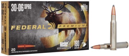 Federal Premium VITAL-SHOK .30-06 Springfield 180 Grain Nosler Partition Brass Cased Centerfire Rifle Ammunition