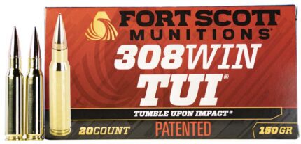 Fort Scott Munitions .308 Win 150 Grain CNC Machined Copper Brass Rifle Ammunition