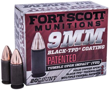 Fort Scott Munitions 9 mm 115 Grain TPD-9 CNC Machined Copper Brass Pistol Ammunition