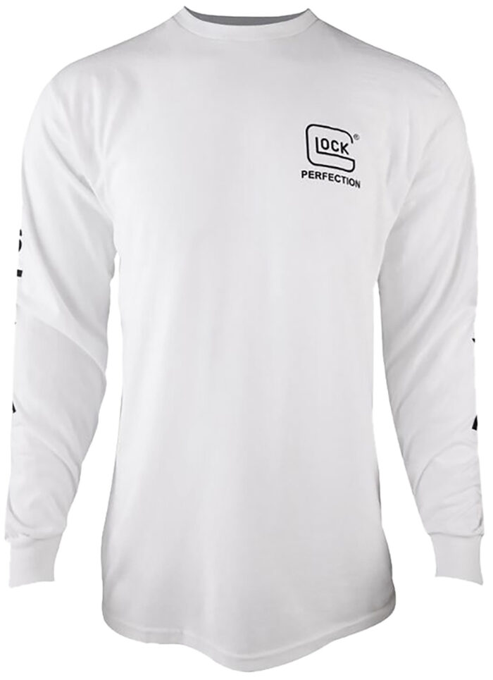 Glock AP96094 Perfection Long Sleeve Tee White Pre-Shrunk Cotton Long Sleeve Lar