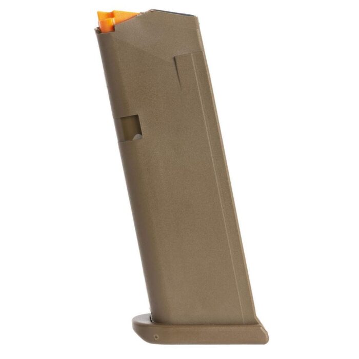 Glock Handgun Magazine G19 FDE Floor Plate FDE - Orange Follower 15/rd Bulk D27FE10C