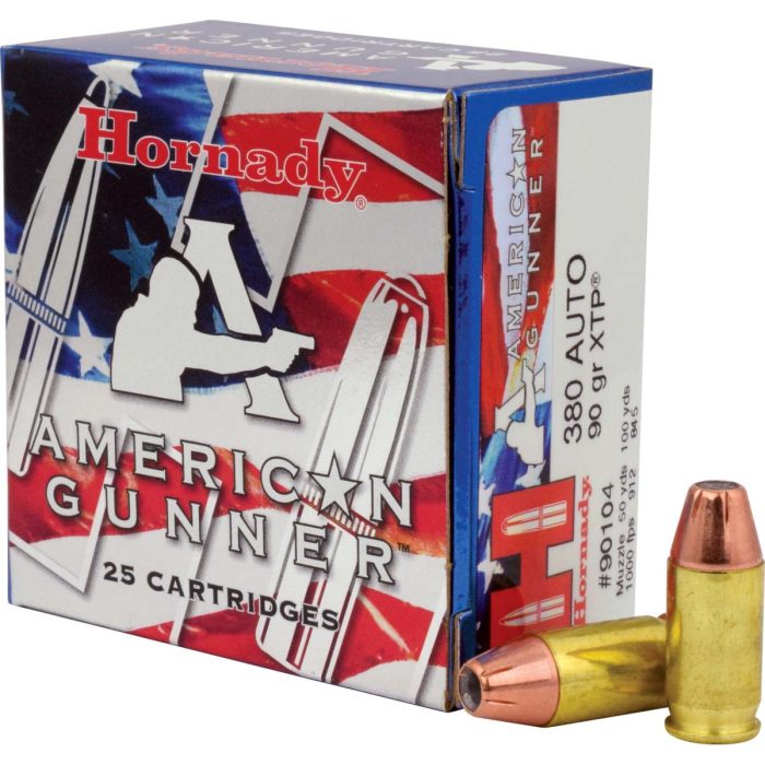 Hornady American Gunner .380 ACP 90 Grain eXtreme Terminal Performance Centerfire Pistol Ammunition