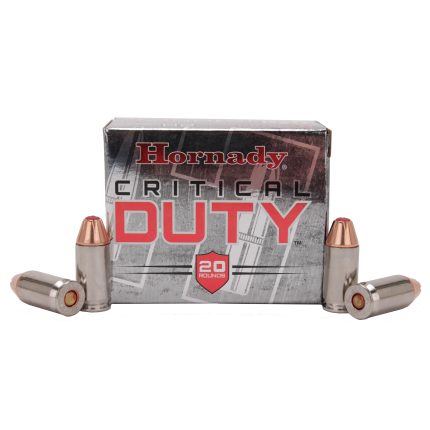Hornady Critical Duty .45 ACP +P 220 Grain Jacketed Hollow Point Nickel Plated Brass Cased FlexLock Centerfire Pistol Ammunition