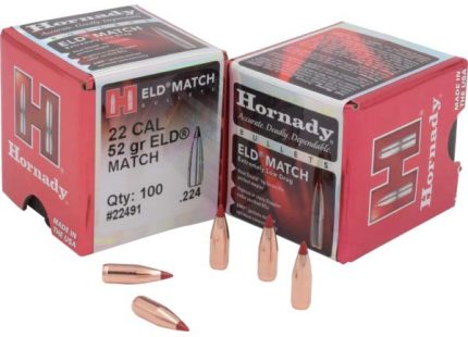Hornady ELD Match Rifle Bullets, 22 Caliber, .224 52 Grain