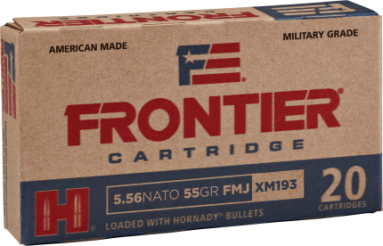 Hornady Frontier 5.56x45mm NATO 55 grain Ball (M193) Full Metal Jacket (FMJ) Brass Centerfire Rifle Ammunition