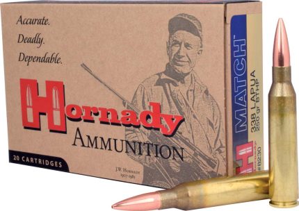 Hornady Match .338 Lapua Magnum 250 Grain Boat-Tail Hollow Point Match Centerfire Rifle Ammunition