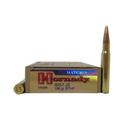 Hornady Vintage Match 8x57mm Mauser 196 Grain Boat-Tail Hollow Point Match Centerfire Rifle Ammunition