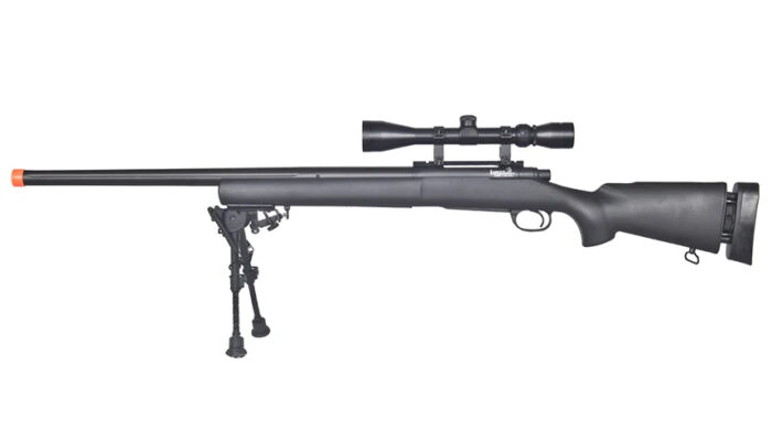 Lancer Tactical Low FPS M24 Bolt Action Spring Powered Sniper Rifle w/ Scope & Bipod