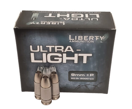 Liberty Ammunition Ultra-Lights 9mm +P 50 grain Hollow Point Centerfire Pistol Ammunition