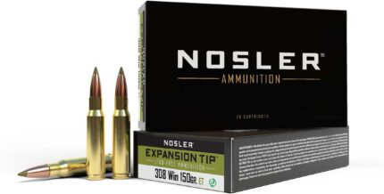 Nosler .308 Winchester 150 Grain E-Tip Lead-Free Brass Cased Centerfire Rifle Ammunition