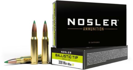 Nosler .308 Winchester 165 grain Ballistic Tip Brass Centerfire Rifle Ammunition