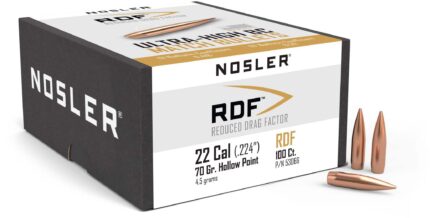 Nosler 53066 RDF 22 Caliber .224 70 GR Hollow Point Boat Tail (HPBT) 100 Box