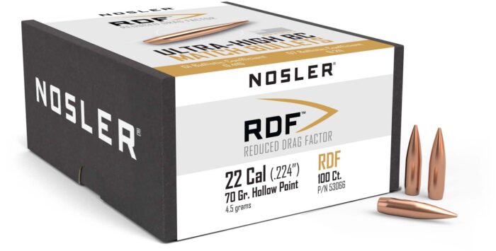 Nosler 53066 RDF 22 Caliber .224 70 GR Hollow Point Boat Tail (HPBT) 100 Box