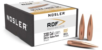 Nosler 53445 RDF 338 Caliber .338 300 GR Hollow Point Boat Tail (HPBT) 100 Box
