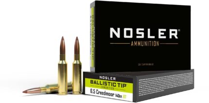 Nosler 6.5mm Creedmoor 140 Grain Ballistic Tip Brass Cased Centerfire Rifle Ammunition