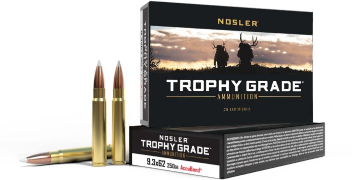 Nosler 9.3x62mm Mauser AccuBond 250 grain Brass Cased Rifle Ammunition