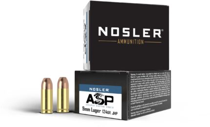 Nosler ASP 9mm 124 Grain Jacketed Hollow Point Brass Cased Cased Pistol Ammunition