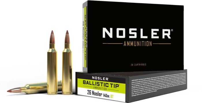 Nosler Ballistic Tip Hunting 26 Nosler 140gr Ballistic Tip Brass Centerfire Rifle Ammunition