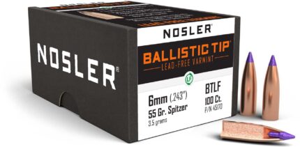 Nosler Ballistic Tip Lead Free Varmint Rifle Bullet 6mm 55gr
