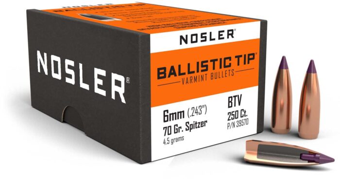 Nosler Ballistic Tip Varmint Rifle Bullet 6mm 55gr