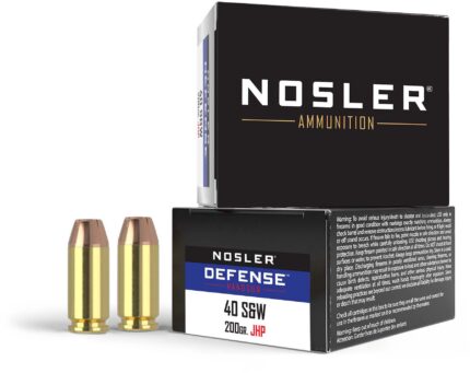 Nosler Defense .40 S&W 200 Grain Bonded Jacketed Hollow Point Brass Cased Cased Pistol Ammunition
