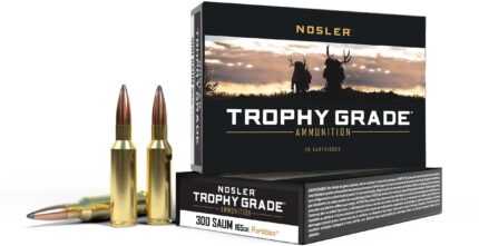 Nosler Trophy Grade .300 Remington Short Action Ultra Magnum 165 Grain Nosler Partition Brass Cased Centerfire Rifle Ammunition