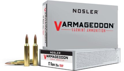 Nosler Varmageddon .17 Remington 20 Grain Flat Base Hollow Point Brass Cased Centerfire Rifle Ammunition