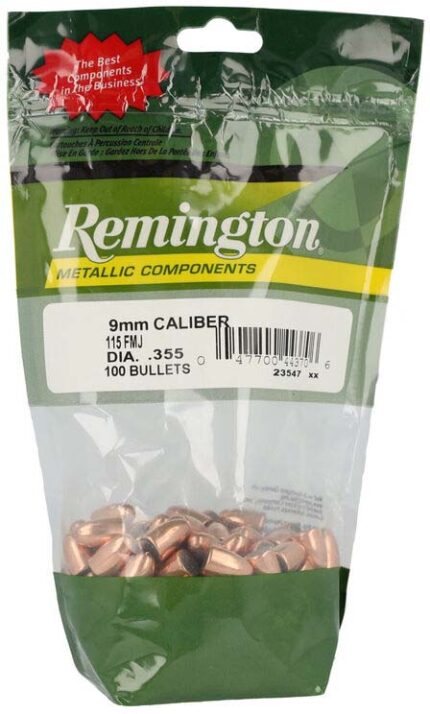 Remington Component Handgun Bullet 9mm 115 Grain Full Metal Jacket Pistol Bullet