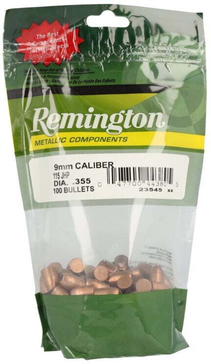 Remington Component Handgun Bullet 9mm 115 Grain Jacketed Hollow Point Pistol Bullet