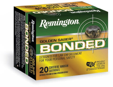 Remington Golden Saber Bonded 9 mm Luger +P 124 Grain Bonded Jacketed Hollow Point Centerfire Pistol Ammunition