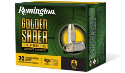 Remington Golden Saber Defense Compact 10mm Auto 180 Grain Brass-Jacketed Hollow Point Nickel Plated Brass Cased Centerfire Pistol Ammunition