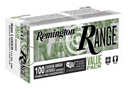 Remington Range 9mm Luger 115 Grain Full Metal Jacket Brass Cased Pistol Ammunition