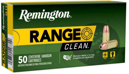 Remington Range Clean .380 Auto 95 Grain Flat Nose Enclosed Base Brass Cased Centerfire Pistol Ammunition
