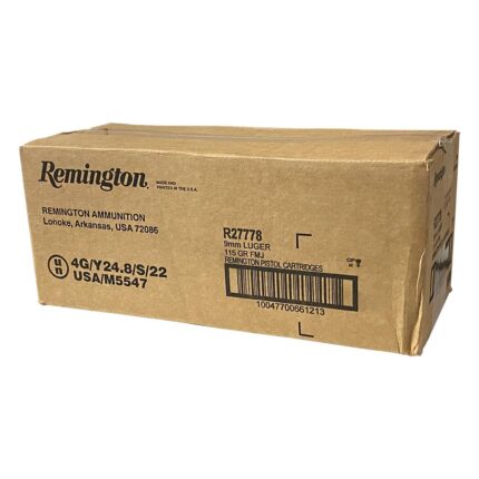 Remington Range Handgun 9mm Luger 115 Grain Full Metal Jacket Brass Cased Pistol Ammunition