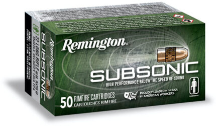 Remington Subsonic .22 Long Rifle 40 Grain Copper Plated Hollow Point Brass Cased Rimfire Ammunition