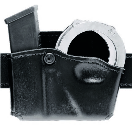 Safariland 573 Concealment Magazine Holder, Paddle, Single w/Cuff Pouch - Plain Black, Right Hand 573-76-21