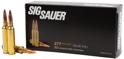 SIG SAUER .277 Fury 135 Grain Full Matel Jacket Elite Match Grade Brass Cased Centerfire Rifle Ammunition