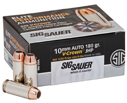 SIG SAUER Elite V-Crown 10mm Auto 180gr. JHP Pistol Ammo