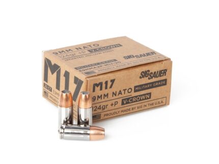 SIG SAUER Elite V-Crown 9 mm +P 124 grain Jacketed Hollow Point Brass Cased Centerfire Pistol Ammunition