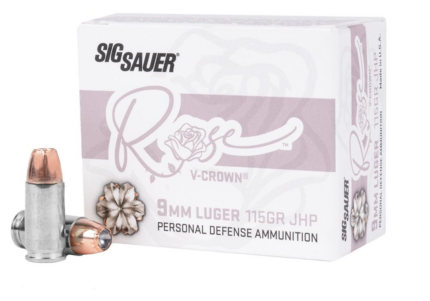 SIG SAUER Rose 9mm Luger 115 Grain Jacketed Hollow Point Pistol Ammunition