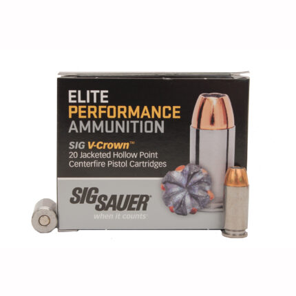 SIG SAUER V-Crown Ammo .40 S&W 165 grain Jacketed Hollow Point Brass Cased Centerfire Pistol Ammunition