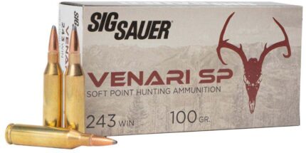 SIG SAUER Venari .243 Winchester 100 Grain Soft Point Brass Cased Rifle Ammunition