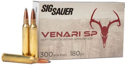 SIG SAUER Venari .300 Winchester 180 Grain Soft Point Brass Cased Rifle Ammunition