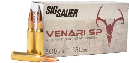 SIG SAUER Venari .308 Winchester 150 Grain Soft Point Brass Cased Rifle Ammunition